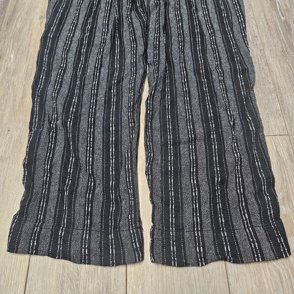 Briggs Linen Blend Striped Pull On Elastic Waist Pants Womens Medium Black White - Picture 12 of 12